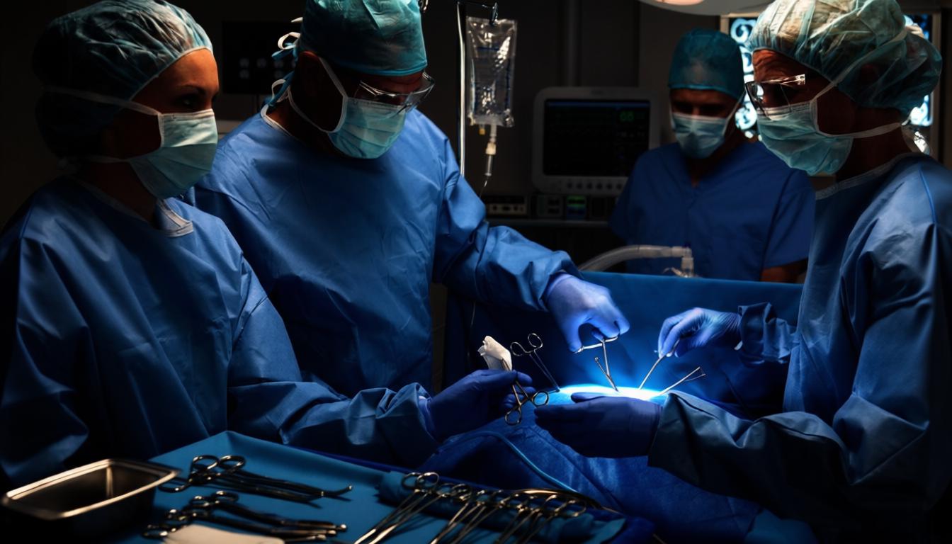 Cirurgia em andamento